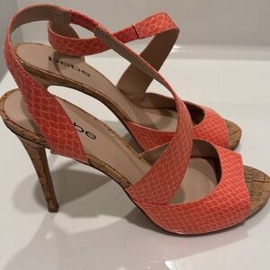 bebe Arianna Coral Textured Strappy High Heels